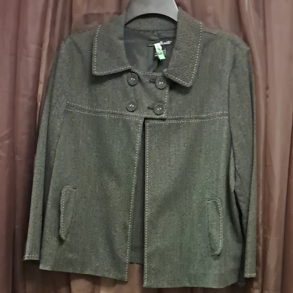 Black & Tan Striped Swing Jacket with tan Overstitch. Willi Smith.
